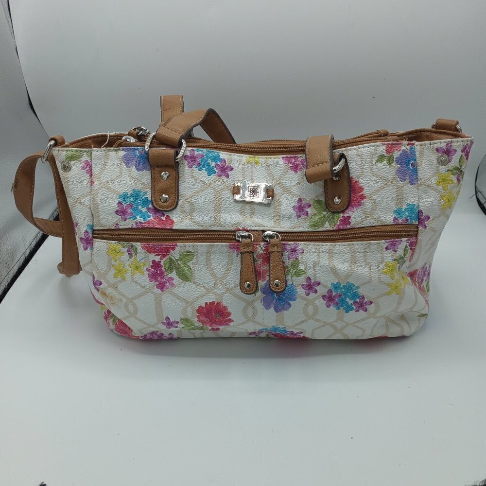 George White Brown Floral Shoulder Bag